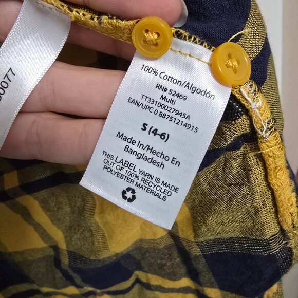 Time and Tru Mustard and Navy Flannel Button down top - S - Picture 2 of 8